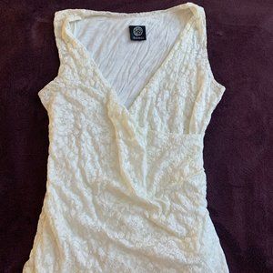 Bobeau Cream lace wrap top large